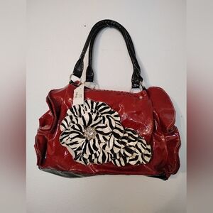 Princess Red Floral Zebra Shoulder Bag